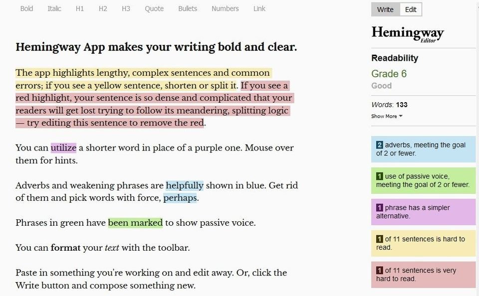 hemingway app