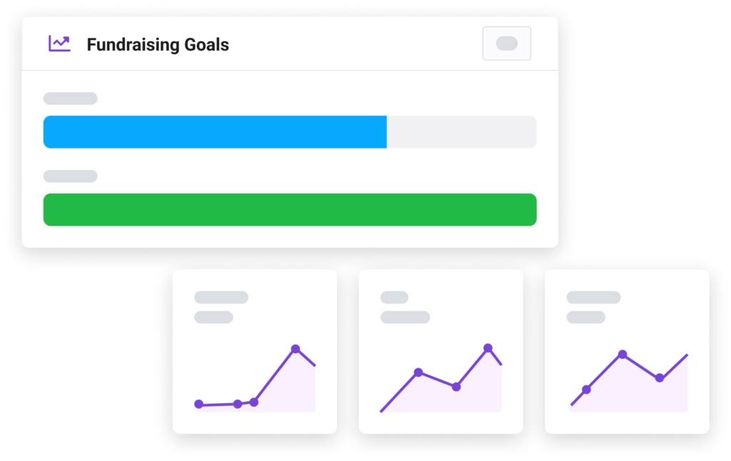 Fundraising progress bars and KPI indicators