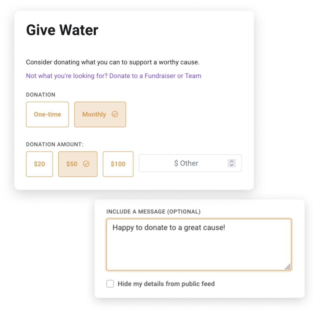 Keela's Peer-to-Peer Donation Forms