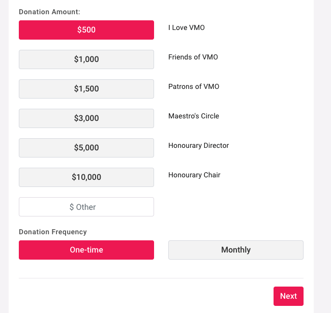 Vancover Metropolitan Orchestra Keela donation form sample